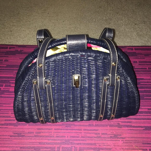 NWOT Kate Spade New York Straw Wicker Blue Bag - Picture 4 of 6